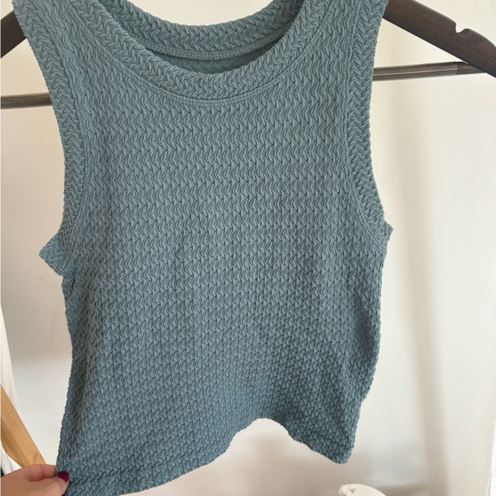 Stretchy Textured Blue Yoga Top
